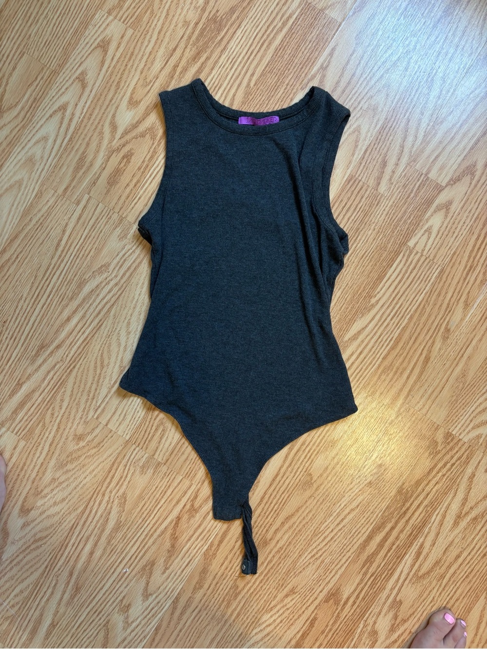 Jac Parker Women’s Gray Sleeveless Solid Snap Bodysuit Size M Regular